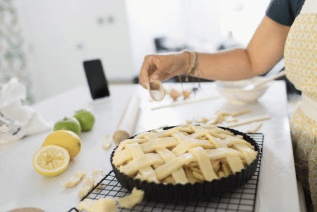 A pie ready for oven